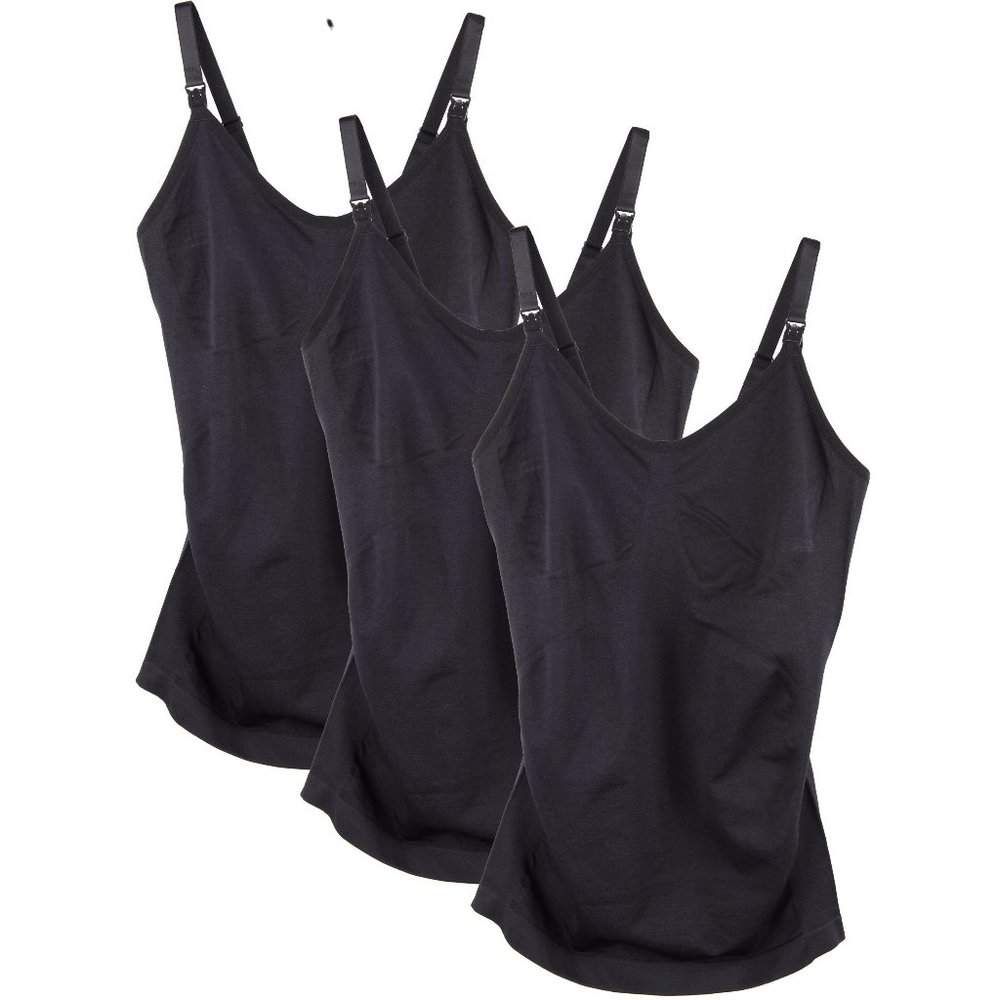 3-Pack Maternity Cami Nursing Caramel Cantina Shelf Bra Long A4 Black New NWB